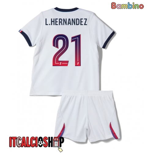 Paris Saint-Germain Lucas Hernandez #21 Seconda Maglia Bambino 2026-27 Manica Corta (+ Pantaloni corti)